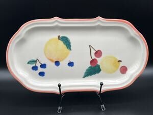 Hartstone Pottery Oval Sandwich Plate Hand Painted Fruit 12” Artist Signed USA